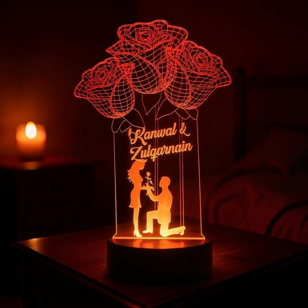 PERSONALIZED 3D FLOWER ILLUSION LED LAMP